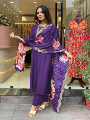 Lovisa Fashion Embroidered Kurta, Trouser/Pant & Dupatta Set