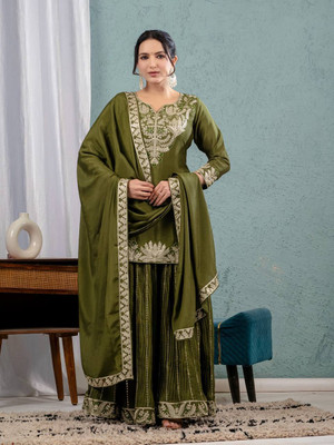 Gelanifashion Women Kurti Sharara Attached Dupatta Set