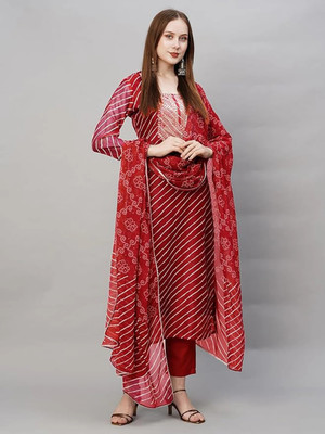 RAS RANI Striped Kurta, Salwar & Dupatta Set