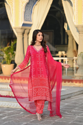 rujave Embroidered Kurta, Trouser/Pant & Dupatta Set