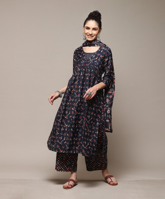 BIBA Printed Kurta, Palazzo & Dupatta Set