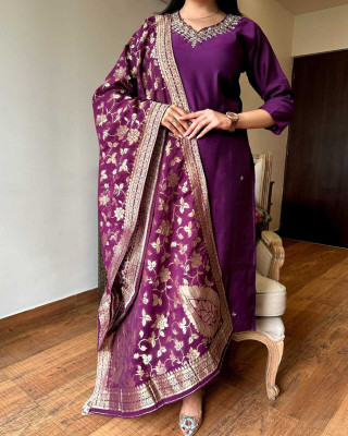 TARTAM Applique Kurta, Trouser/Pant & Dupatta Set