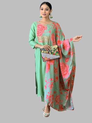 Tective Embroidered Kurta, Trouser/Pant & Dupatta Set