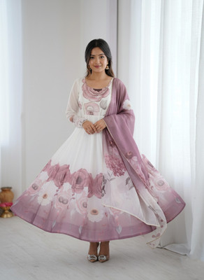 TRANDTIDE Printed Anarkali Kurta, Bottom & Dupatta Set