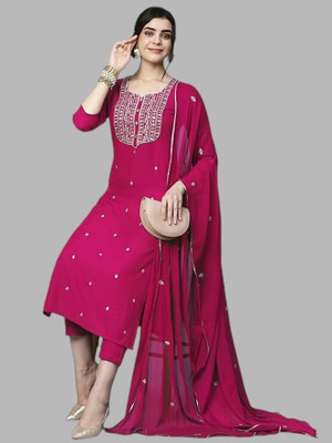 Maa Arbuda creation Embroidered Kurta, Trouser/Pant & Dupatta Set
