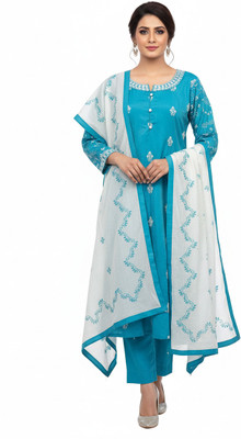 Zayrah Embroidered Kurta, Trouser/Pant & Dupatta Set
