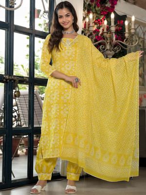 PRAVIK Printed Kurta, Trouser/Pant & Dupatta Set