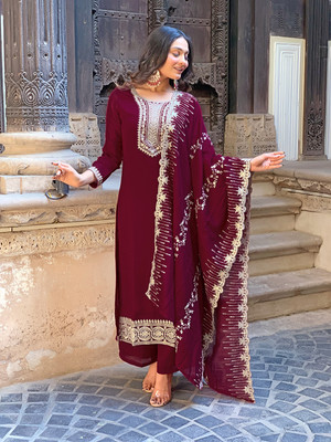 SHREE KSHETRAPAL CREATION Embroidered Kurta, Trouser/Pant & Dupatta Set