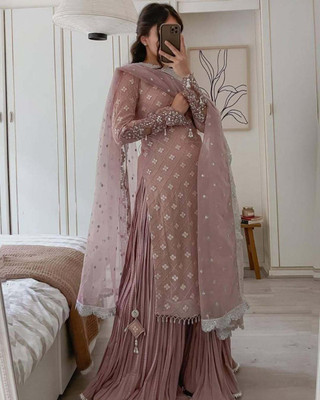Tasrika Embroidered Kurta, Trouser/Pant & Dupatta Set
