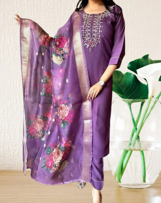 ROZRI Embroidered Anarkali Kurta, Bottom & Dupatta Set