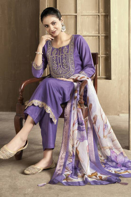 JAINICA Embroidered Kurta, Trouser/Pant & Dupatta Set