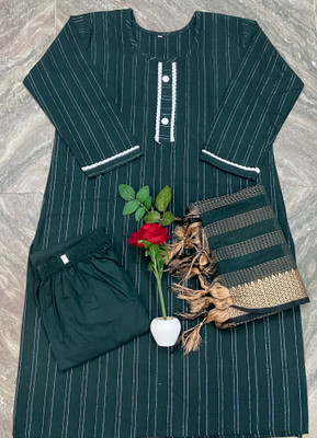 alliance collection Striped, Woven, Self Design, Solid Kurta, Trouser/Pant & Dupatta Set