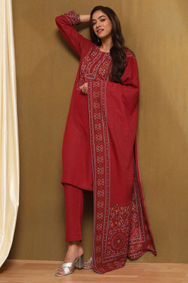 BIBA Embroidered Kurta, Palazzo & Dupatta Set