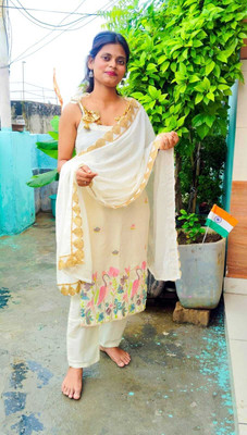 shenique Embroidered Kurta, Palazzo & Dupatta Set