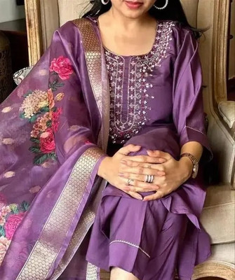 Krushant Embroidered Kurta, Salwar & Dupatta Set