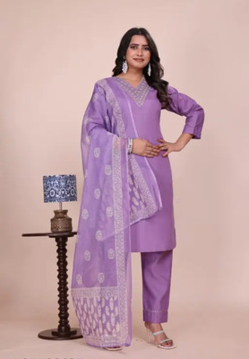 AS Fahion Embroidered Kurta, Trouser/Pant & Dupatta Set