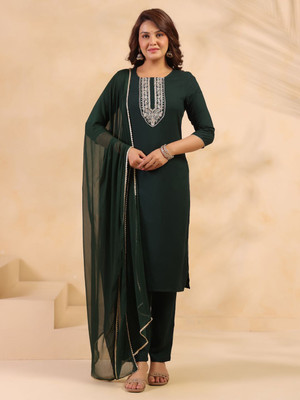 Anouk Rustic Embroidered Kurta, Trouser/Pant & Dupatta Set