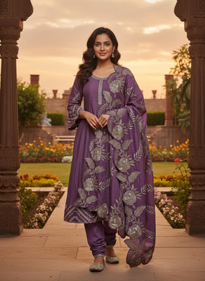 Sai Shristy Trends Solid Kurta, Trouser/Pant & Dupatta Set