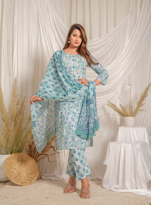 PRABHA Printed, Floral Print Kurta, Trouser/Pant & Dupatta Set