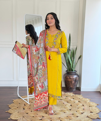 KYADA FAB Embroidered Kurta, Trouser/Pant & Dupatta Set