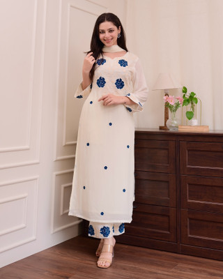 TARTAM Embroidered Kurta, Trouser/Pant & Dupatta Set