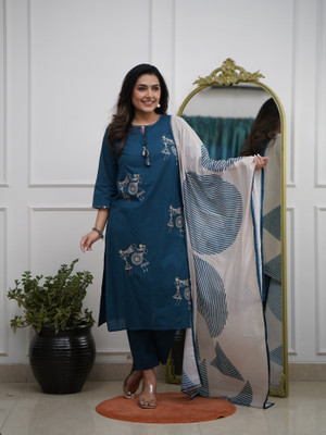 Vividvibe Printed Kurta, Trouser/Pant & Dupatta Set