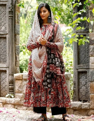 Amarentarprise Printed Anarkali Kurta, Bottom & Dupatta Set