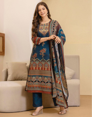 Skylee Printed, Embellished Kurta, Salwar & Dupatta Set