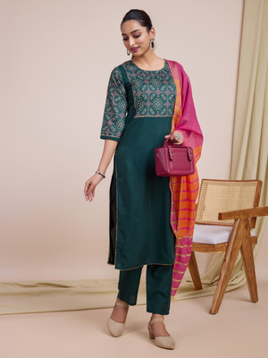 Thezaara Self Design Kurta, Trouser/Pant & Dupatta Set