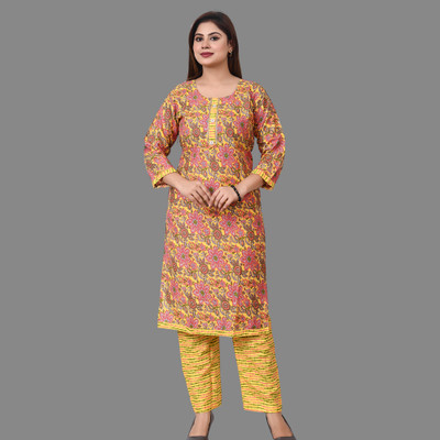 Nachic Floral Print Kurta, Palazzo & Dupatta Set