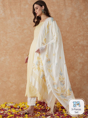 Sangria Self Design Anarkali Kurta, Bottom & Dupatta Set