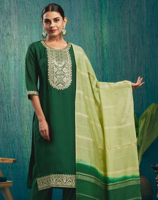 Tasrika Embellished, Embroidered Kurta, Salwar & Dupatta Set
