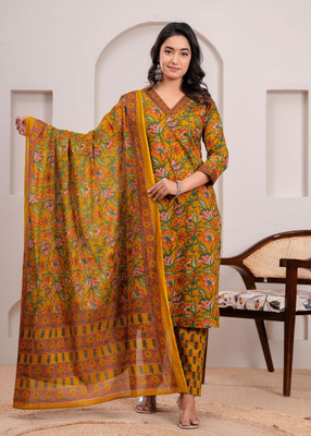 Rani Prints Floral Print Kurta, Trouser/Pant & Dupatta Set