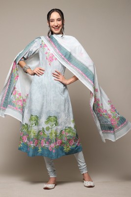 BIBA Woven Kurta, Churidar & Dupatta Set