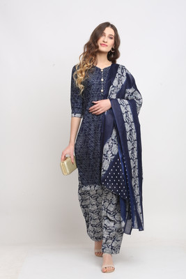Wonder Weave Floral Print Kurta, Salwar & Dupatta Set