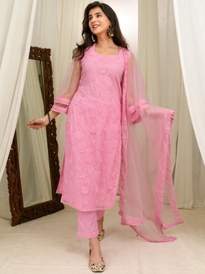 PRIPA8 Embroidered Kurta, Trouser/Pant & Dupatta Set