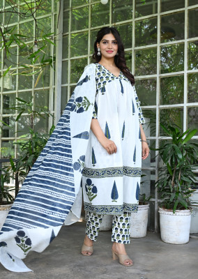 KRAFTALES Printed Kurta, Trouser/Pant & Dupatta Set