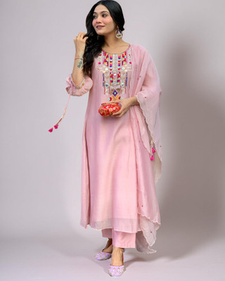 Tylissa Embroidered Kurta, Trouser/Pant & Dupatta Set