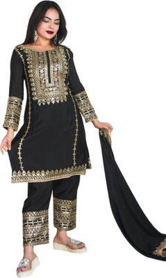 TRIVORA Embroidered Kurta, Trouser/Pant & Dupatta Set