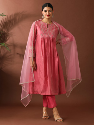 Jaipur Kurti Embroidered Kurta, Trouser/Pant & Dupatta Set