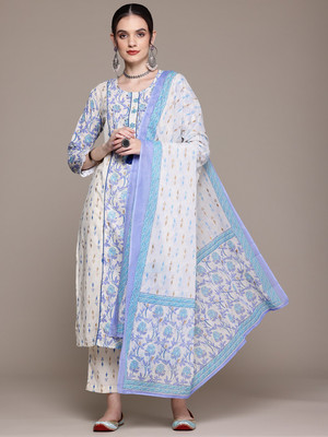 Readiprint Fashions Printed Kurta, Palazzo & Dupatta Set