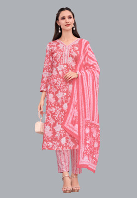 SHREE JEENMATA COLLECTION Printed Kurta, Churidar & Dupatta Set