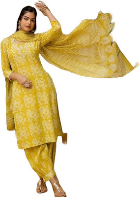 Kurtinic Embroidered, Printed Kurta, Palazzo & Dupatta Set