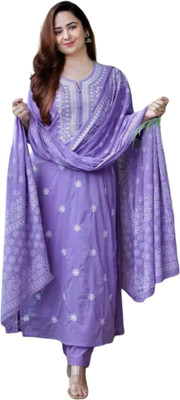 KRISHNA VASTRAM Embroidered Kurta, Trouser/Pant & Dupatta Set