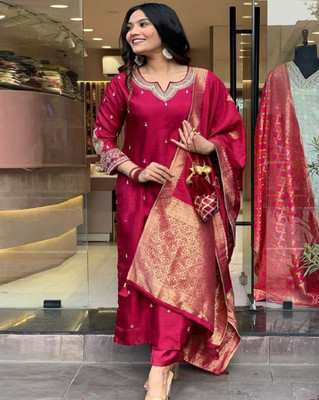 STAVROZ FASHION Embroidered Kurta, Trouser/Pant & Dupatta Set