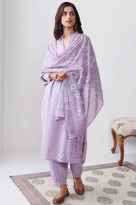 Mahavir Creation Embroidered, Floral Print Kurta, Dhoti Pant & Dupatta Set