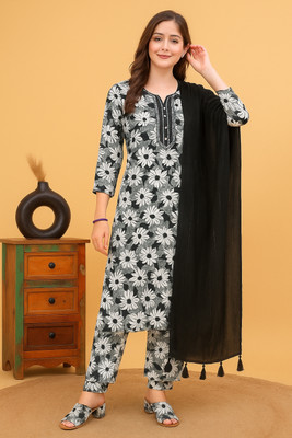 MTA Enterprises Printed Kurta, Trouser/Pant & Dupatta Set