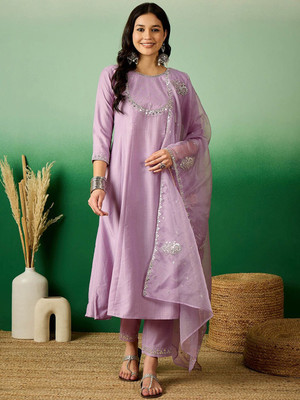 Sangria Embroidered Kurta, Trouser/Pant & Dupatta Set