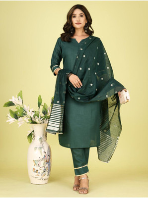 CreationRajvi Self Design Kurta, Palazzo & Dupatta Set