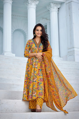 PRAVIK Printed Kurta, Trouser/Pant & Dupatta Set